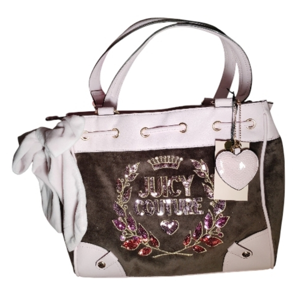 👑RARE!JUICY COUTURE Floral Ombre ColorSequin *DAYDREAMER* Pink+Brown Bag❤️💜 🩷 - Picture 2 of 10